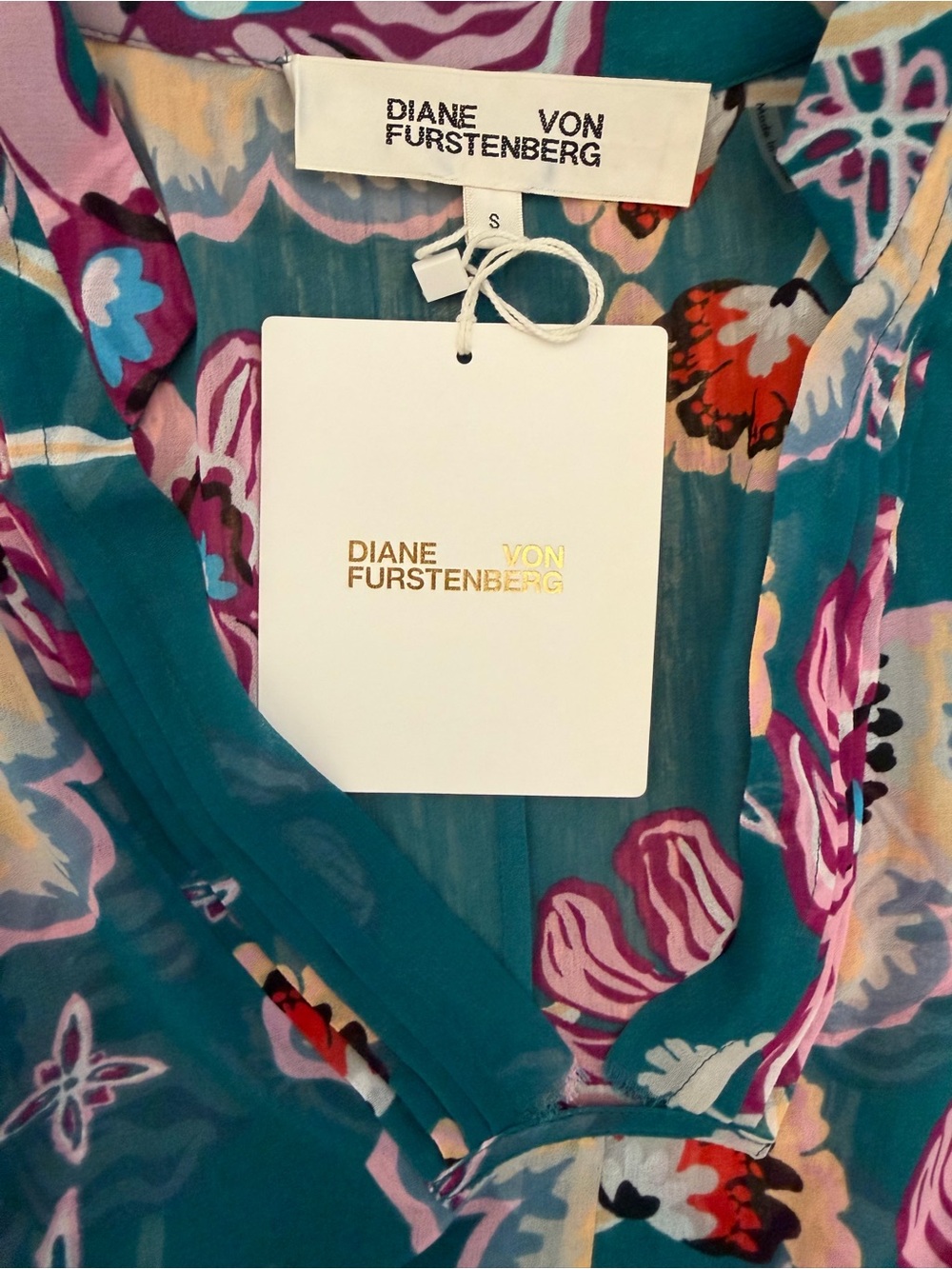 Diane Von Furstenberg Teal Floral Silk dress/cover up